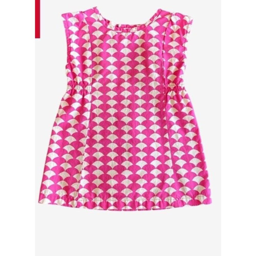 Hanna Andersson Play Happy Dress Cotton Geometric Vivid Pink Sz 6-7